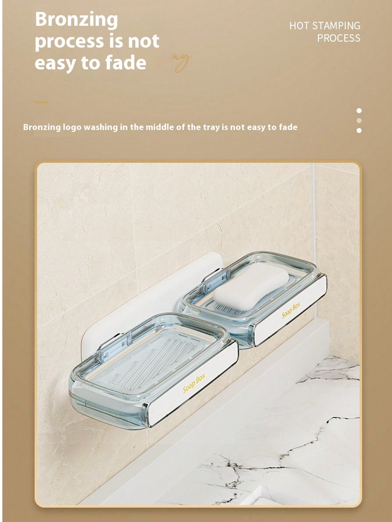 Mydelniczka z drążkiem spustowym, montowana na ścianie mydelniczka, odpowiednia do prysznica, łazienki, wanny, zlewu kuchennego - mydelniczka, samoodpływowa mydelniczka, nie wymaga wiercenia, nie wymaga narzędzi, pojemnik na mydło