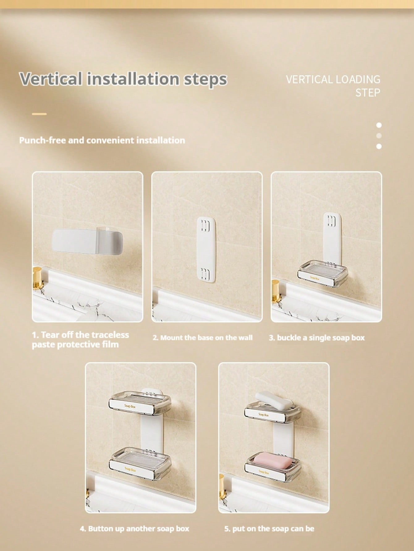 Mydelniczka z drążkiem spustowym, montowana na ścianie mydelniczka, odpowiednia do prysznica, łazienki, wanny, zlewu kuchennego - mydelniczka, samoodpływowa mydelniczka, nie wymaga wiercenia, nie wymaga narzędzi, pojemnik na mydło