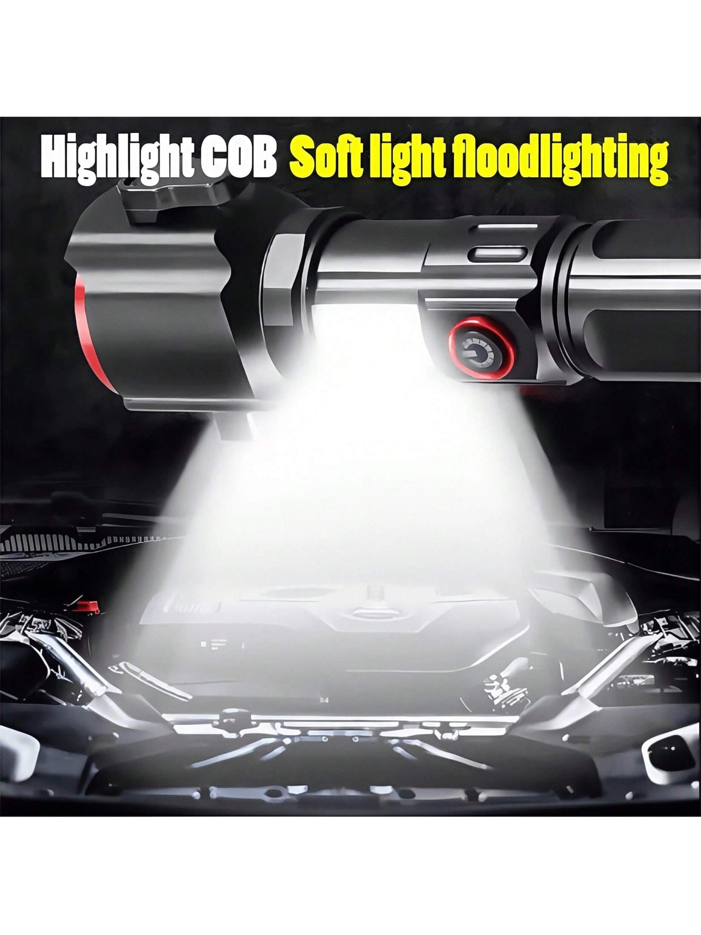 Latarka świetlna, duża moc, szeroki zasięg oświetlenia, możliwość ładowania telefonów komórkowych