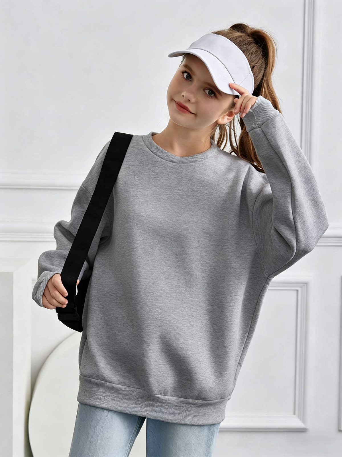 Bluza dresowa bez kaptura, szczotkowana, uniseks dla dzieci  TGZ360