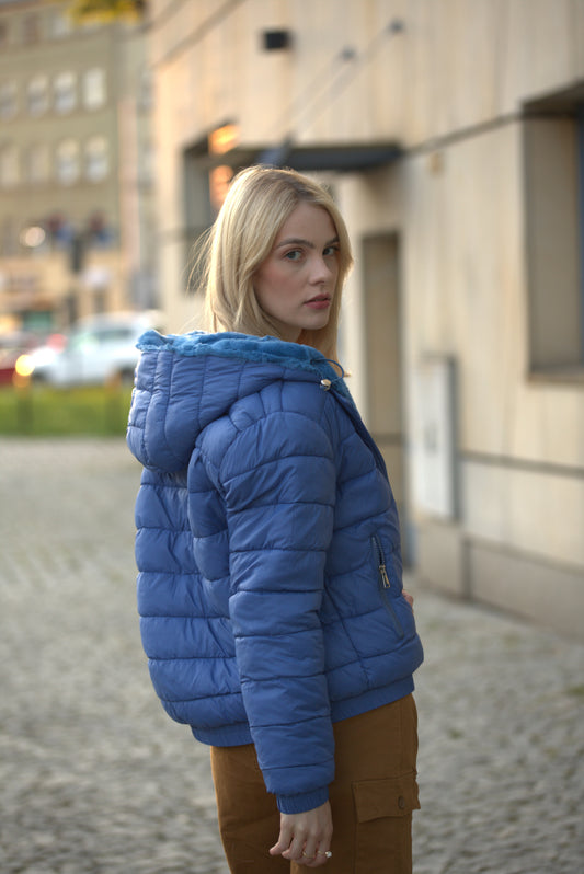 Kurtka Damska Dwustronna - Futerko i Puch - Dwa Kolory